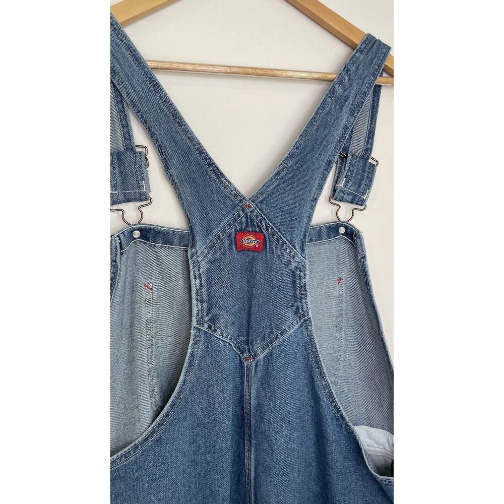 Dickies Bib Overalls Denim Carpenter Workwear Baggy USA Conductor Blue Men 40x32 - Picture 3 of 12